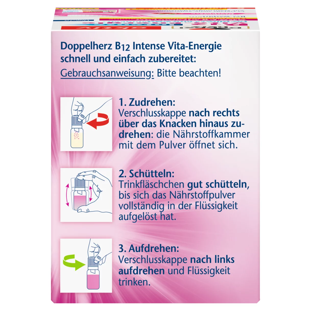Abbildung der Produktverpackung Doppelherz aktiv B12 Vita-Energie Intense Seitenansicht rechts